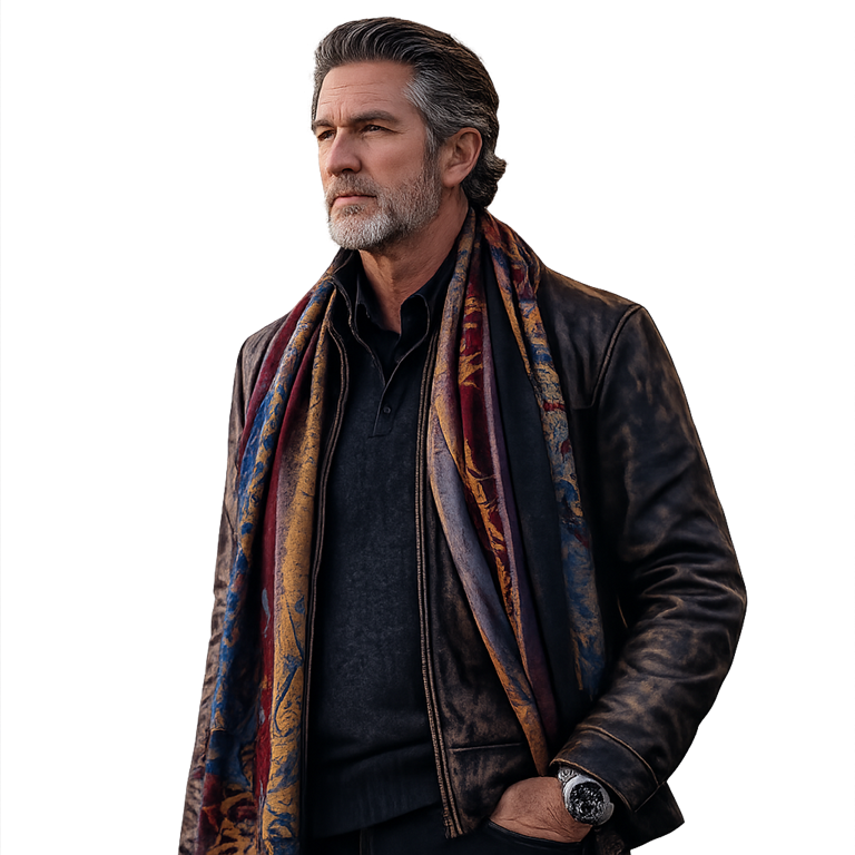 Parnosh artisan draped in pashmina — Four Arts, One Legacy