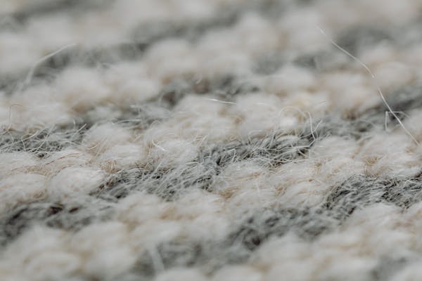 Close-up of raw white wool fibre texture being cleaned